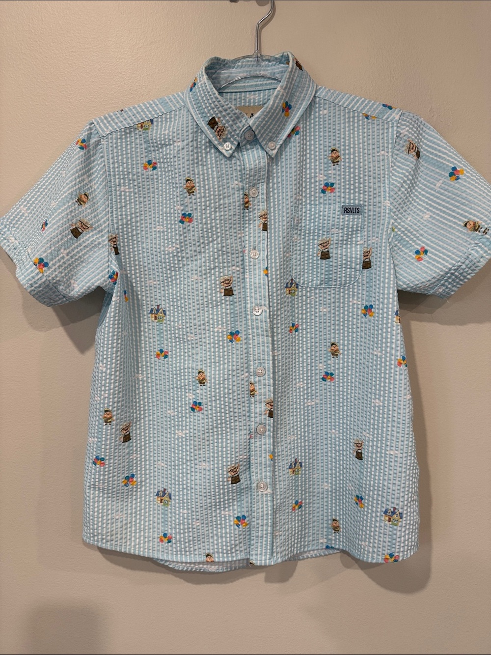 RSVLTS x Pixar UP Movie Light Blue & White Striped Shirt